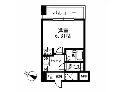 レジディア三越前(1K/2階)の間取り写真