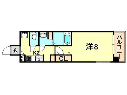 W-STYLE神戸Ⅱ(1K/8階)の間取り写真