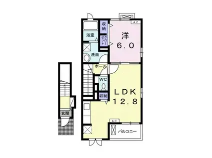 ウィステリア徳田(1LDK/2階)の間取り写真