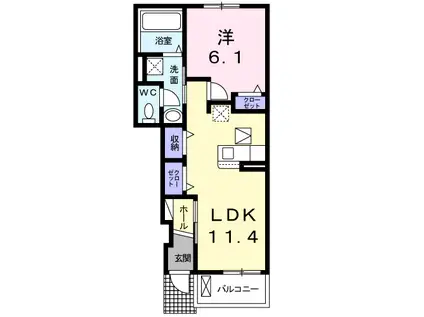 メイベリーナIII(1LDK/1階)の間取り写真