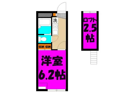 東武野田線 藤の牛島駅 徒歩7分 2階建 築21年(1K/1階)の間取り写真