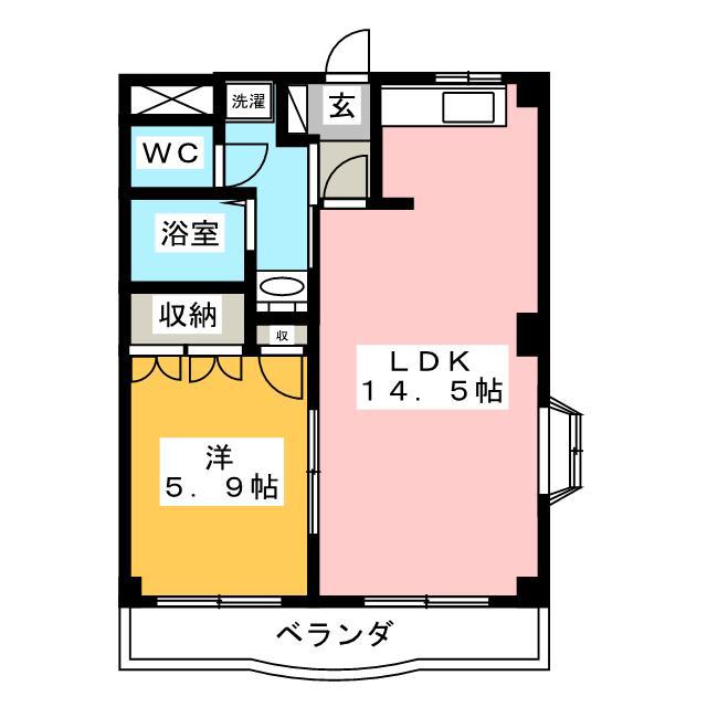 オリンピア F(1LDK/4階)の間取り写真