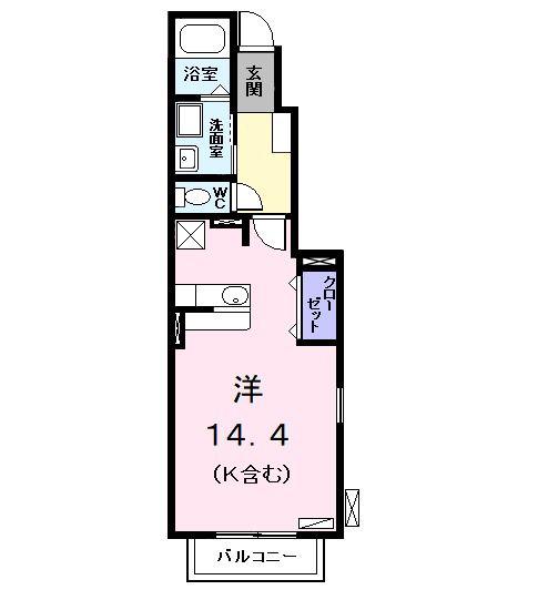 ツインベル(ワンルーム/1階)の間取り写真