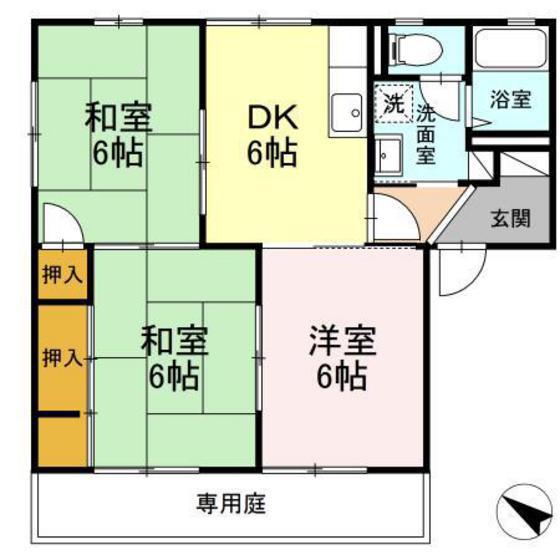 クレストパレスA(3DK/2階)の間取り写真