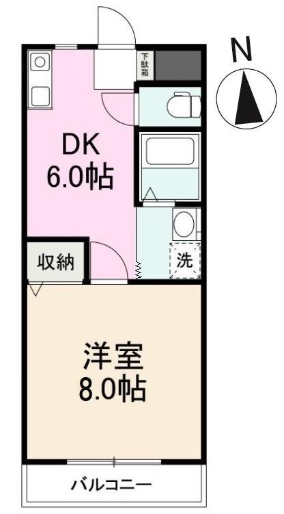 ガーデンハイツ三名壱番館(1DK/3階)の間取り写真
