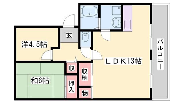 ウィステリア構(2LDK/3階)の間取り写真