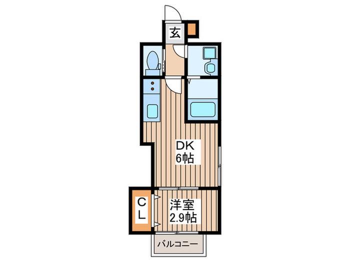 シェルグランデ原町(1DK/2階)の間取り写真