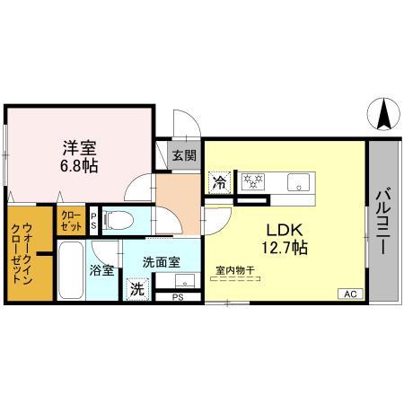 カームコート門戸(1LDK/2階)の間取り写真