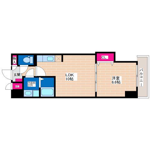 サンハイム平野宮町(1LDK/8階)の間取り写真