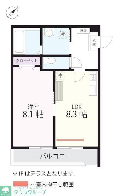 QUIET CRAB HOUSE MIX三ツ沢下町(1LDK/2階)の間取り写真