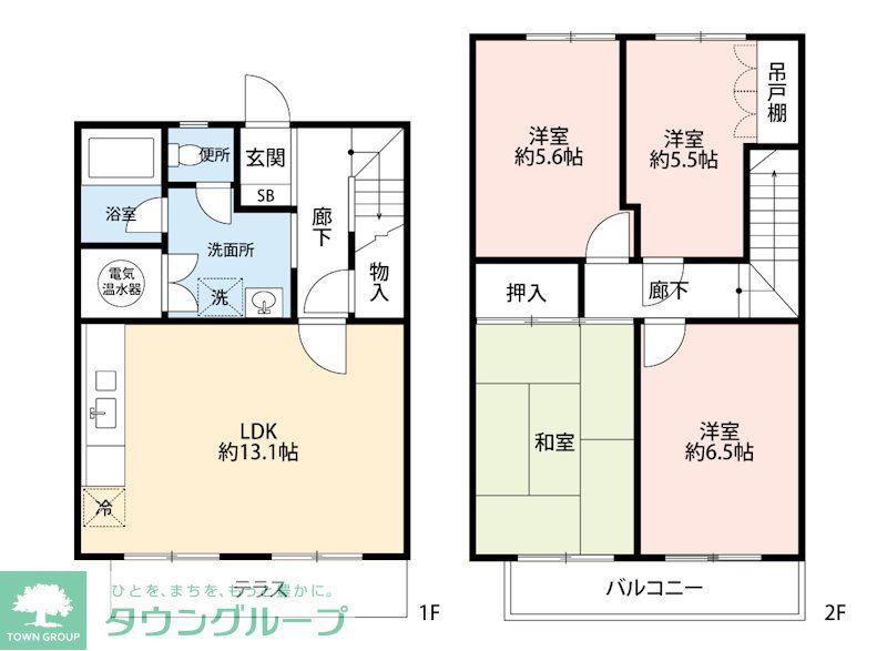 コープ野村清水町(4LDK/2階)の間取り写真