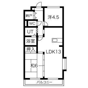 エトワール三郷(2LDK/1階)の間取り写真