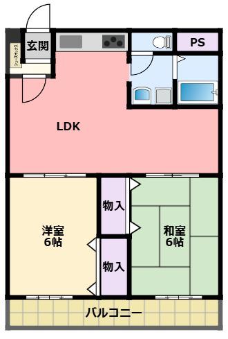 鳴尾小松 2号棟(2LDK/10階)の間取り写真