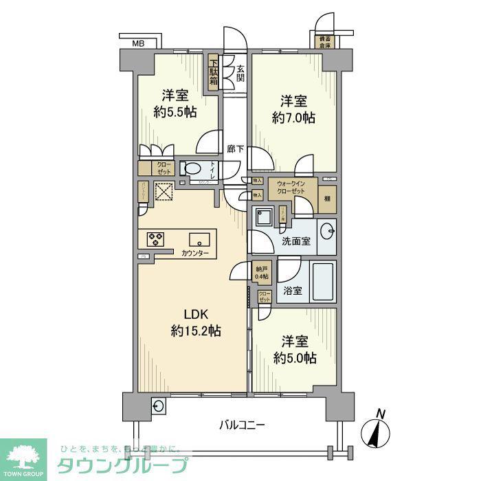アネシア生田月見台(3LDK/2階)の間取り写真