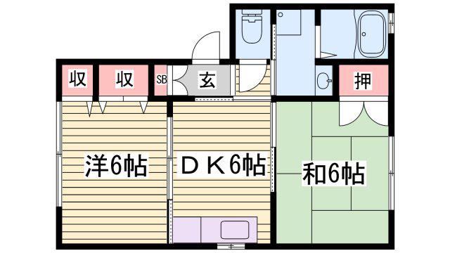ハイツ片島(2DK/1階)の間取り写真
