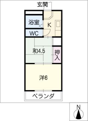 カレッジハイツ豊明(2K/1階)の間取り写真