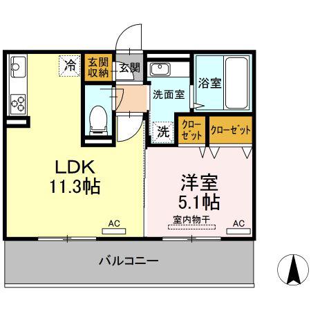 カーメラ(1LDK/2階)の間取り写真