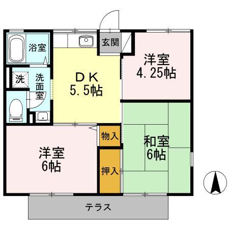 グリーンハイツA(3DK/1階)の間取り写真