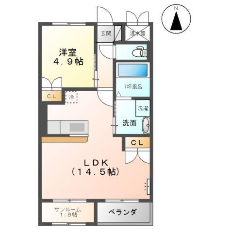フレシール萩原(1LDK/2階)の間取り写真