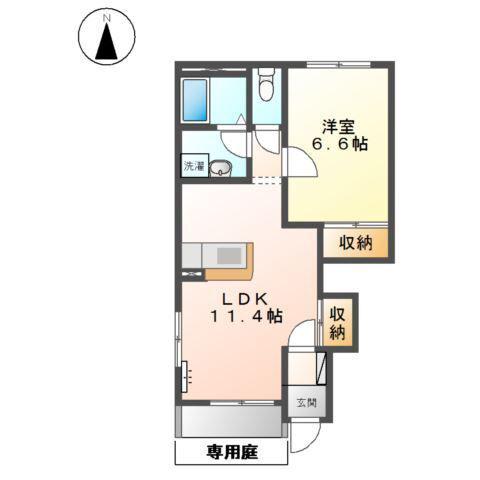 ドゥ アンジェロ(1LDK/1階)の間取り写真