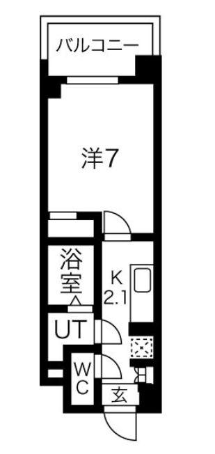 ラトゥール連坊(1K/4階)の間取り写真