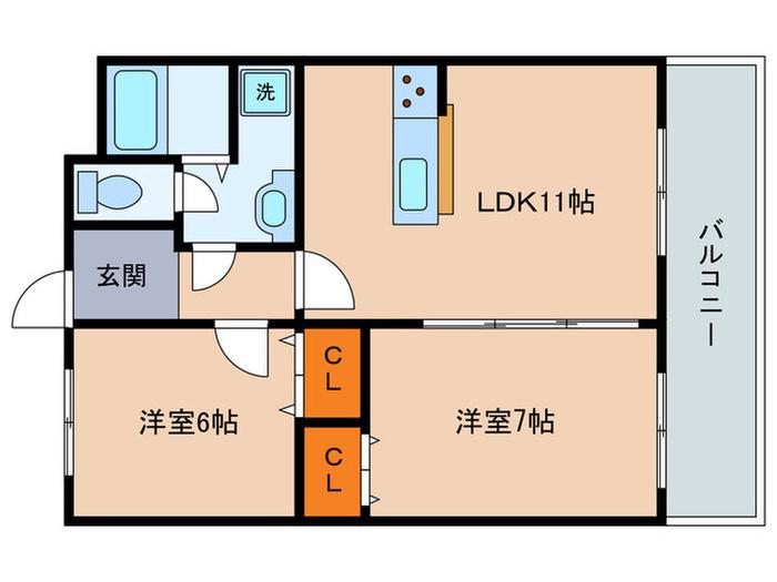 大丸ソイビル(2LDK/3階)の間取り写真