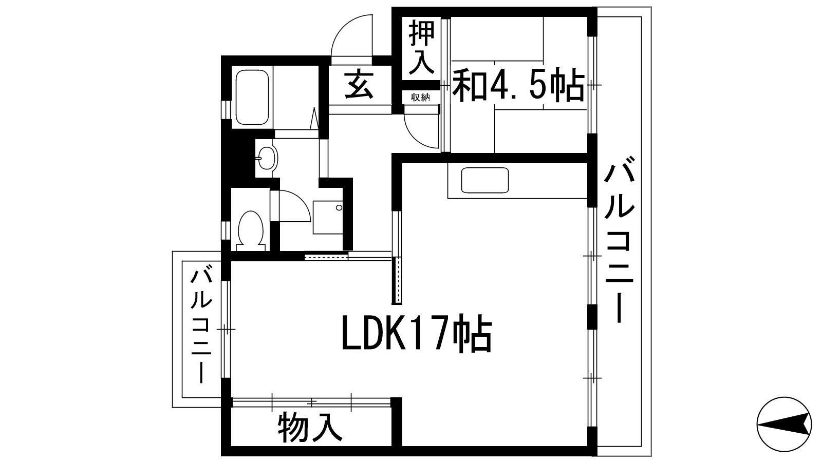 中山五月台11号棟(1LDK/5階)の間取り写真