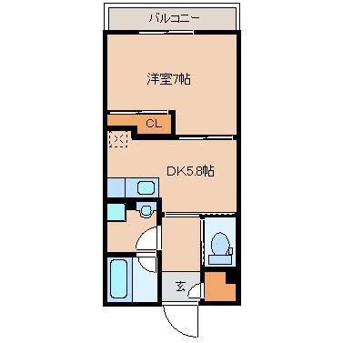 イーストフォート(1DK/7階)の間取り写真