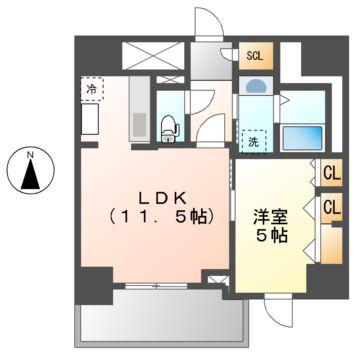 FLAIR丸の内(1LDK/10階)の間取り写真