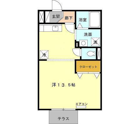 ベイカーストリート(ワンルーム/1階)の間取り写真