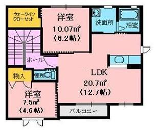 メゾンアージュII(2LDK/2階)の間取り写真