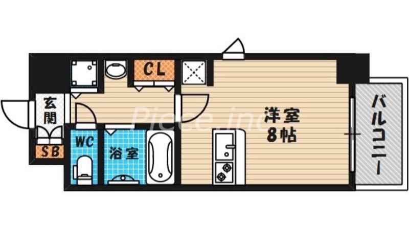 アクアプレイス天満CLASSIC(ワンルーム/6階)の間取り写真