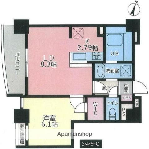 ケインズ湘南II(1LDK/4階)の間取り写真