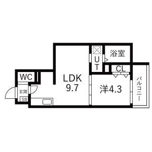 AXIA CITY 神戸松原(1LDK/1階)の間取り写真