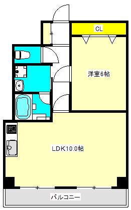 リバーサイドハート(1LDK/6階)の間取り写真