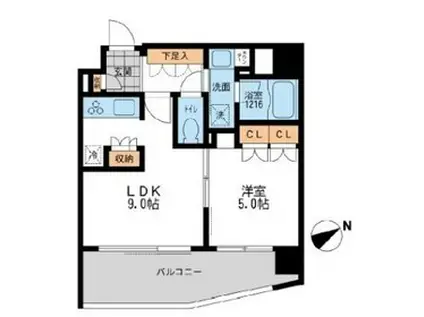 プライマル三軒茶屋(1LDK/3階)の間取り写真