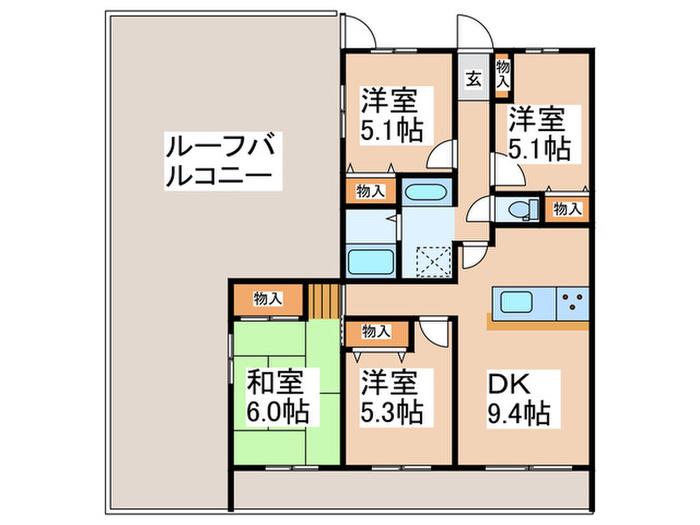南林間ハイライズ(4DK/7階)の間取り写真