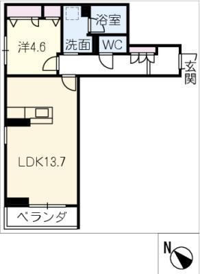 ルピナス サード(1LDK/1階)の間取り写真