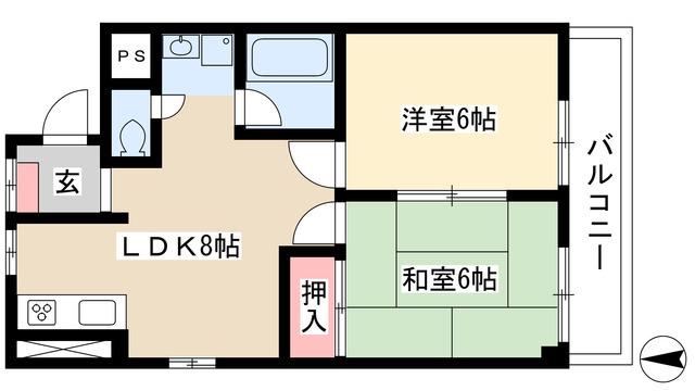 ムーハウス(2LDK/1階)の間取り写真
