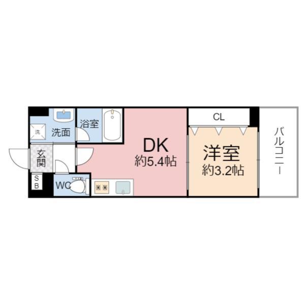 LA CASA京橋(1DK/3階)の間取り写真