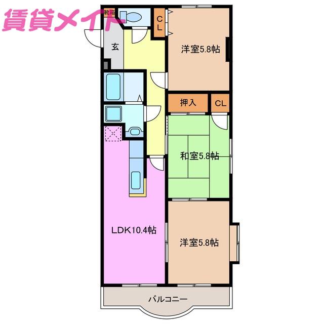 コンフォース(3LDK/4階)の間取り写真