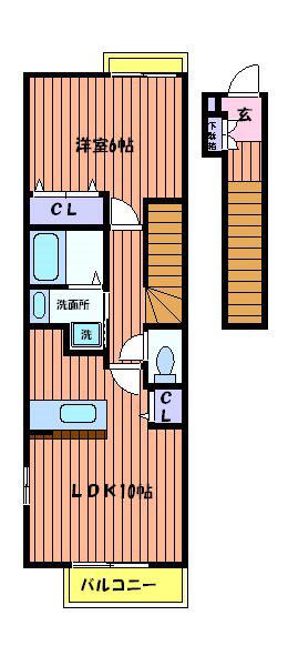 フレンドリーC(1LDK/2階)の間取り写真