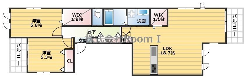 リベルテ真田山(2LDK/3階)の間取り写真