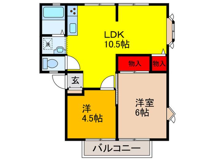アメニティーハイツ(2LDK/1階)の間取り写真