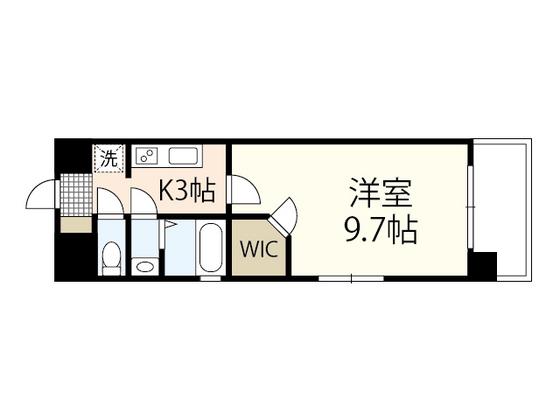 ロアール十日市(1K/2階)の間取り写真