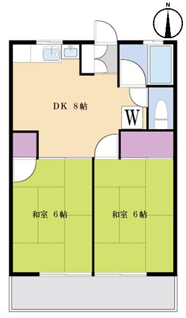 シティハイムらん(2DK/2階)の間取り写真