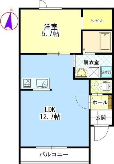 ラ・パーチェ東(1LDK/1階)の間取り写真