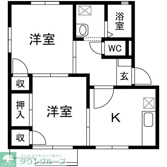 アーバンハイツ A棟(2DK/1階)の間取り写真