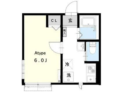 ベルンハルト谷津(1K/2階)の間取り写真