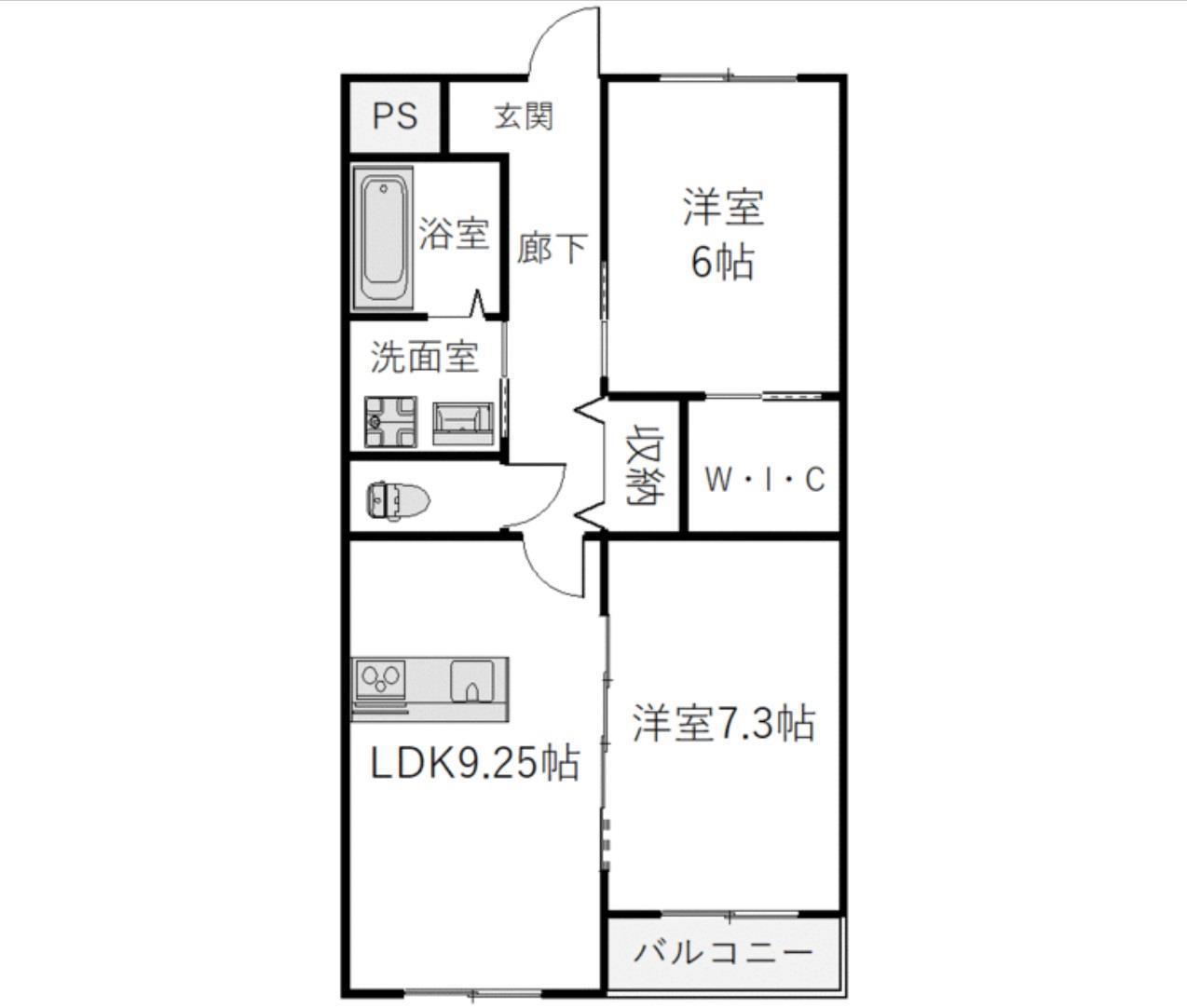 グランIII(2LDK/4階)の間取り写真